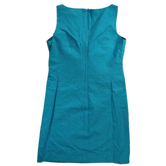 Signature by Robbie Bee Blue Brown Floral Beaded Linen Dress Size 8 - Picture 2 of 7